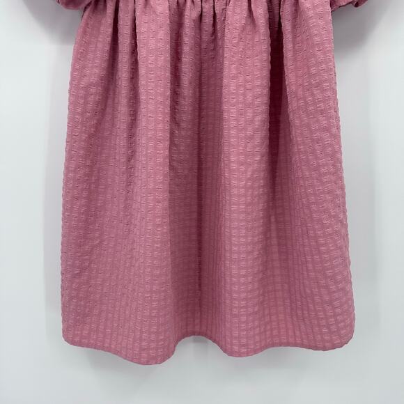 Mable Renee Puff Sleeve Textured Babydoll Dress Pink Cottagecore Womens Sz S - Picture 5 of 11